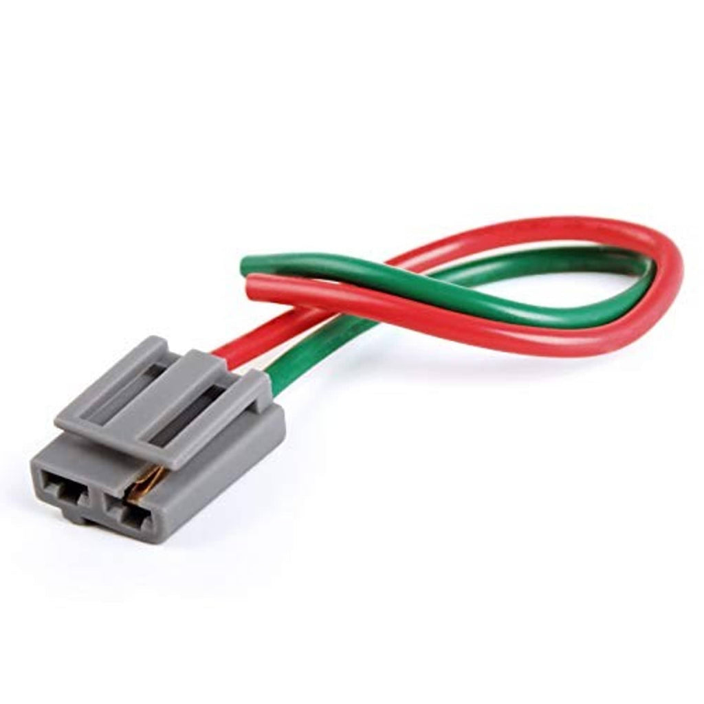 Wiring pigtail harness with gray connector housing and red/green wire leads