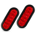 Pair of oval red LED trailer tail lights with black waterproof housings