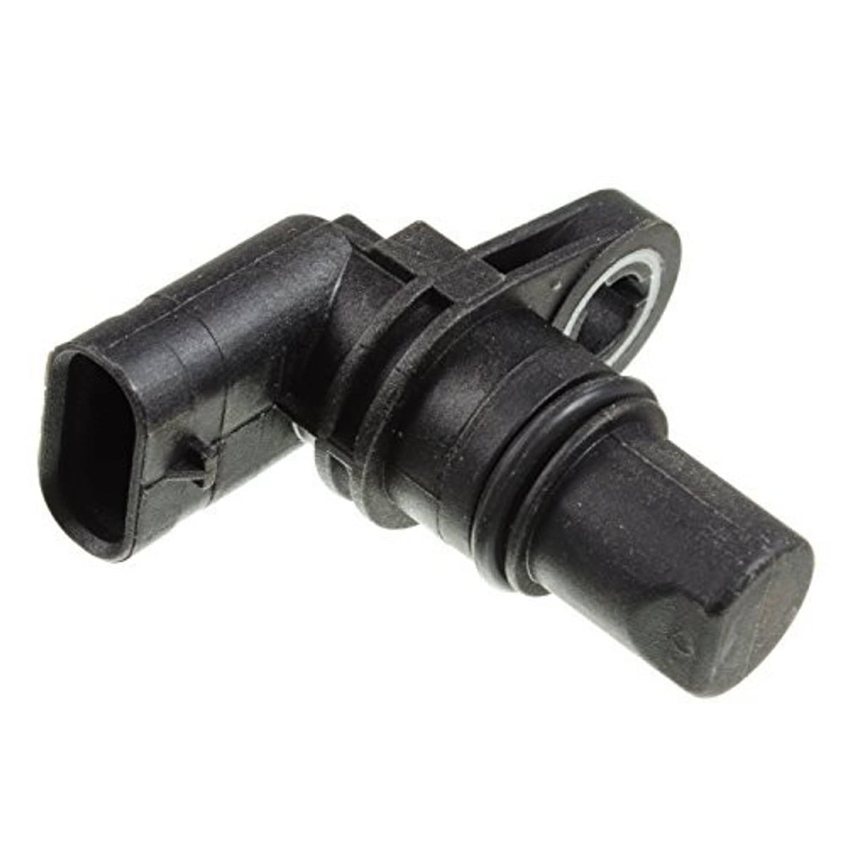 Camshaft position sensor with black housing and electrical connector port