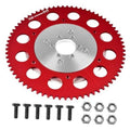 Red split sprocket gear with silver center hub and bolt holes