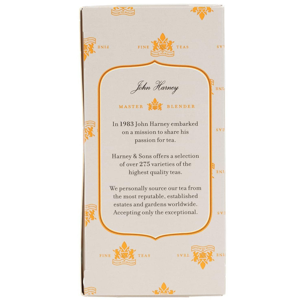 Decaffeinated Ceylon tea box back panel with tea information
