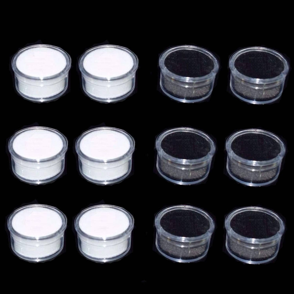 Luzen 12-piece round gemstone display boxes, clear plastic with foam inserts
