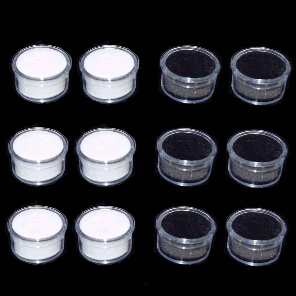 Luzen 12-piece round gemstone display boxes, clear plastic with foam inserts