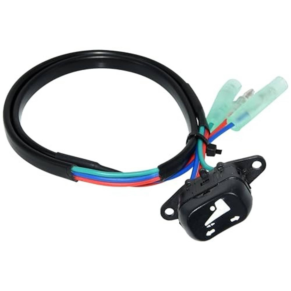 Power trim and tilt switch wiring harness with black switch housing and mounting plate