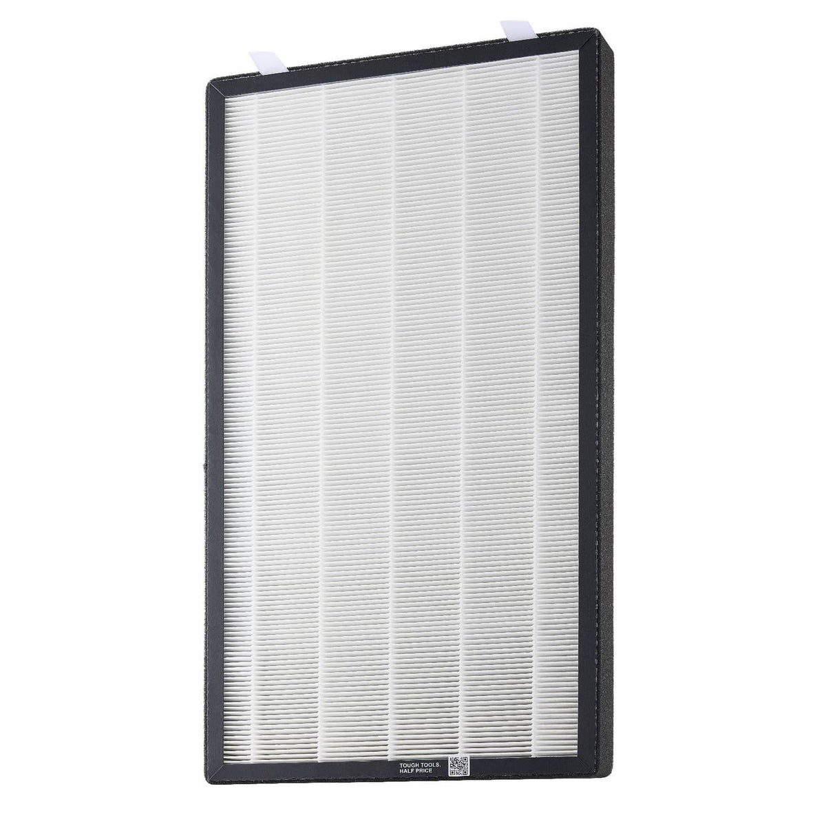Rectangular H13 HEPA air filter with pleated white media and black outer frame