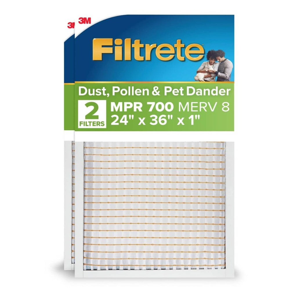 White pleated furnace air filter, 24 x 36 x 1 in, Filtrete MPR 700