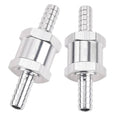 Pair of 8mm fuel line one-way check valves with barbed ends and hex metal fittings