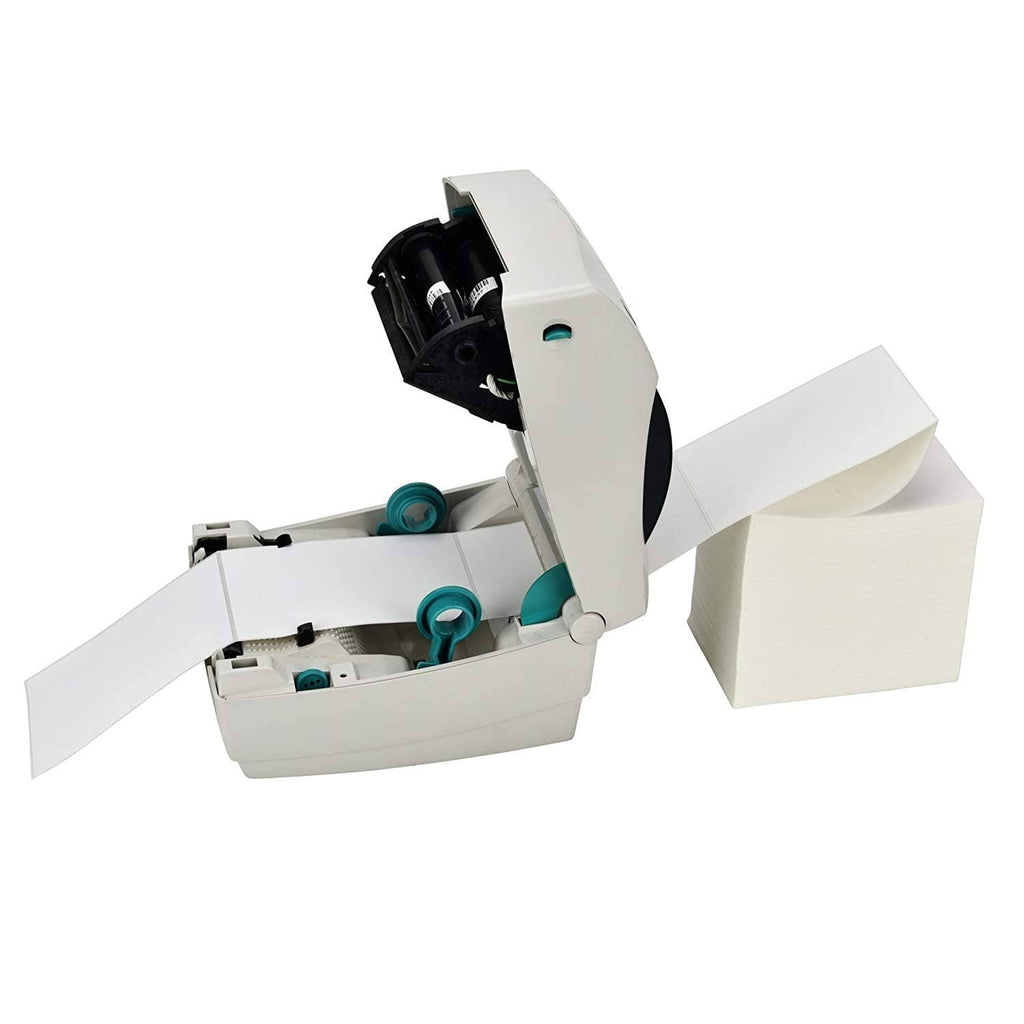 Direct thermal label pack with loose white 4 x 6 labels and printer feed