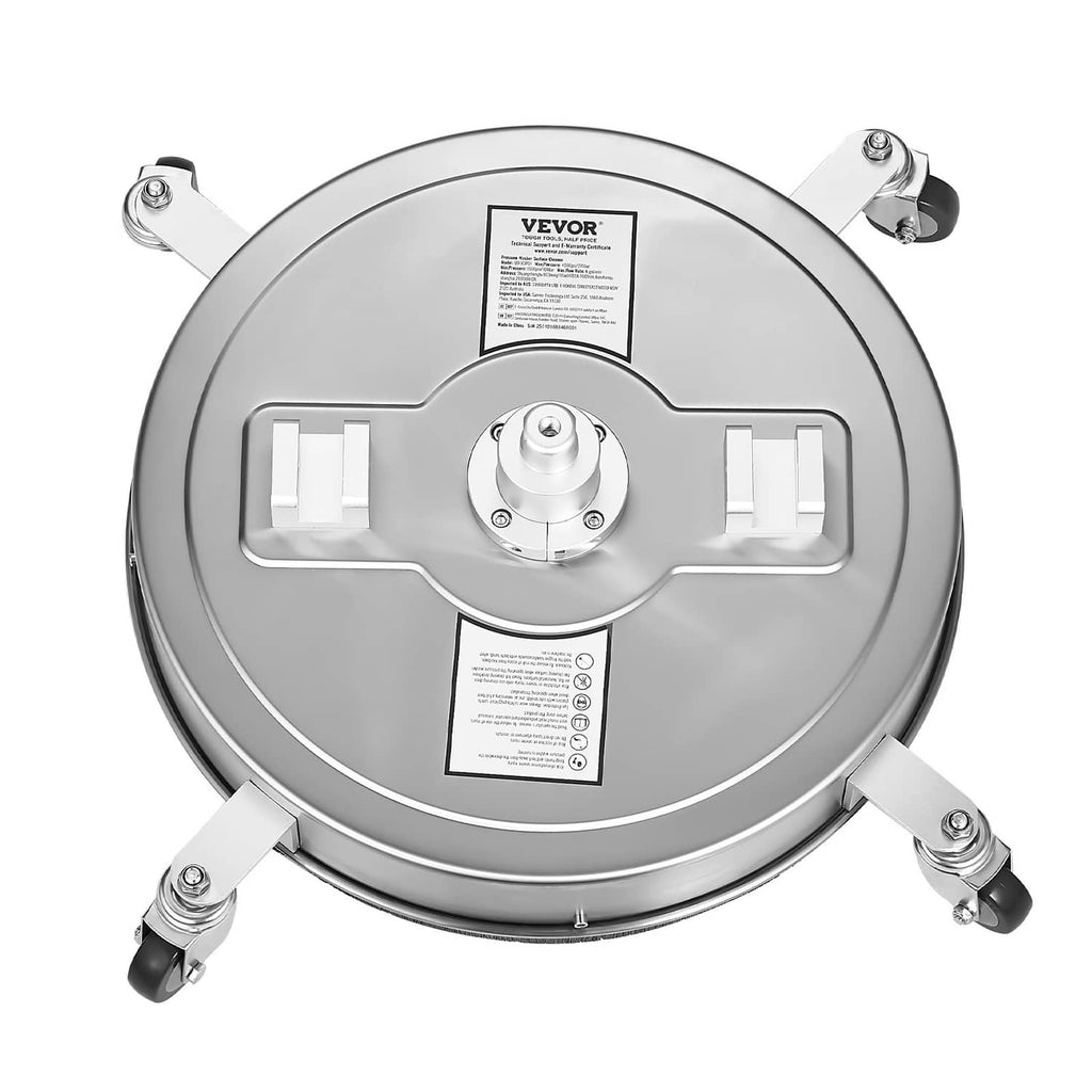 Stainless steel circular pressure washer surface cleaner head with 4 caster wheels