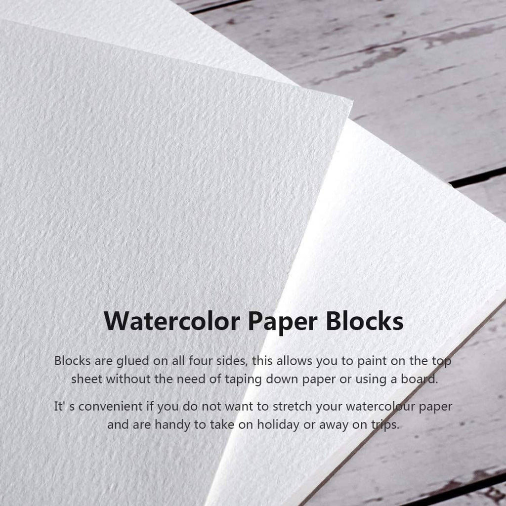 White watercolor paper block stack, glued edges on four sides