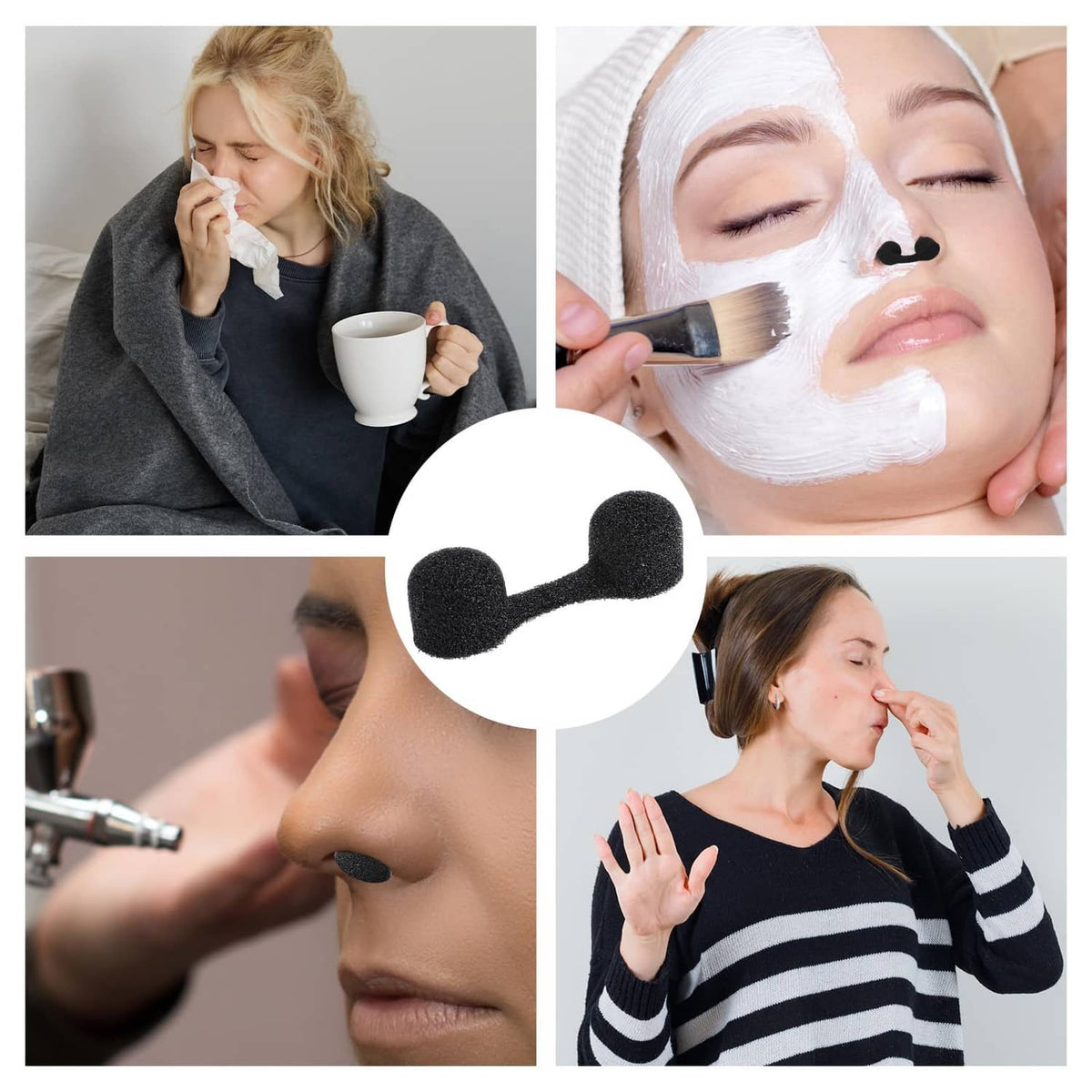 Black foam nose plug filters in multiple scenarios for everyday use