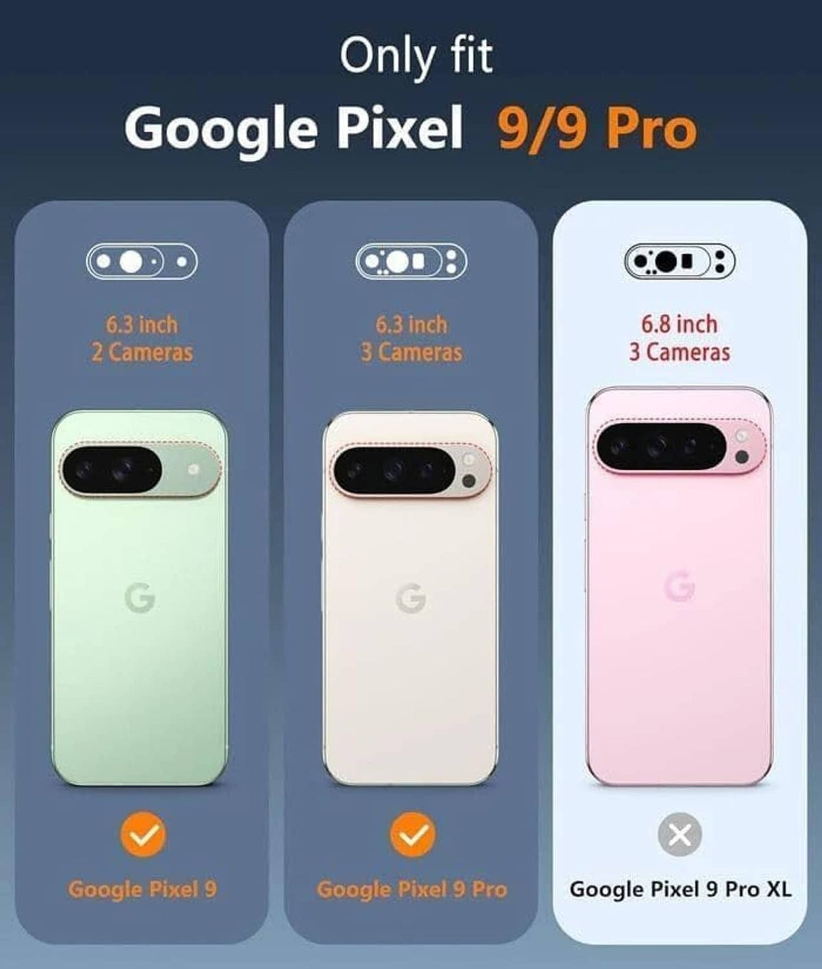 Phone case compatibility chart for Google Pixel 9/9 Pro (Only)