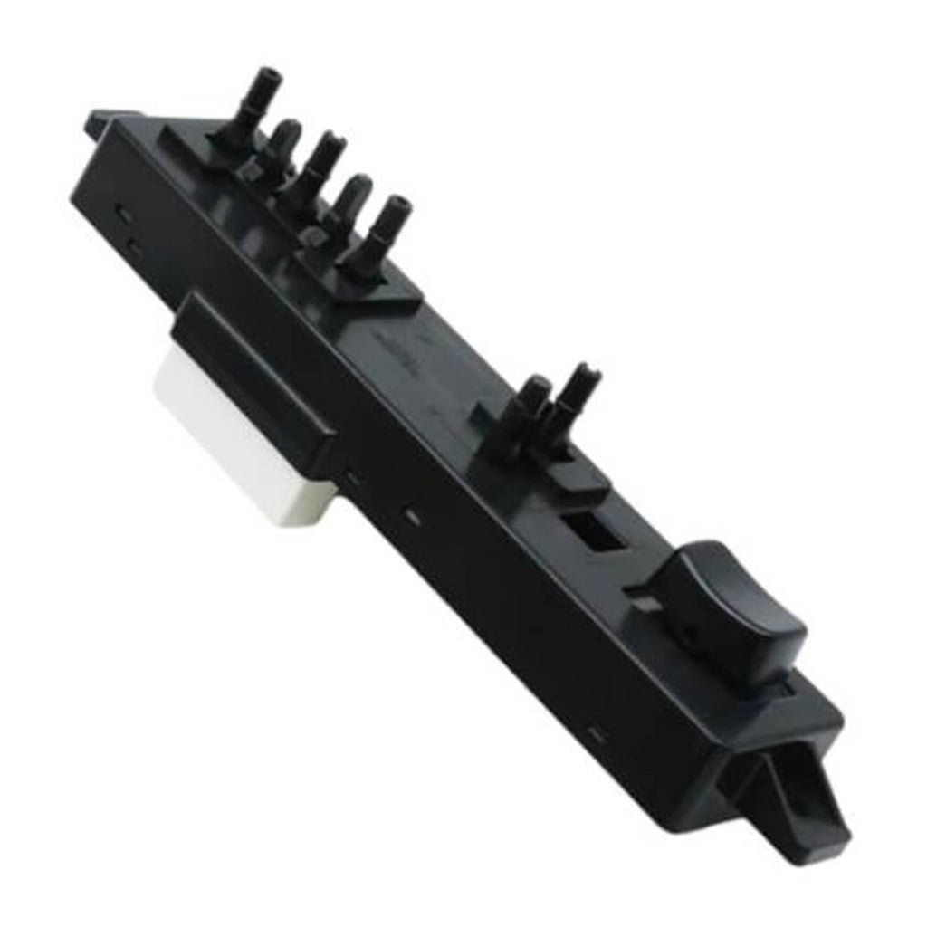 Black power seat switch module with multi-pin connector and rocker button