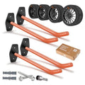 4-pack heavy-duty garage wall hooks, orange curved arms with black mounting brackets