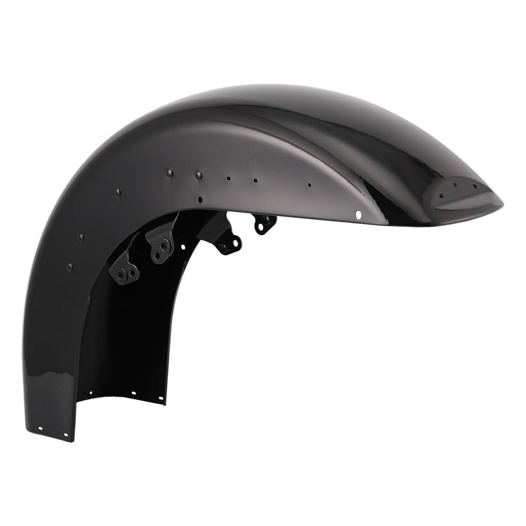 Black front fender with mounting brackets and row of ventilation holes