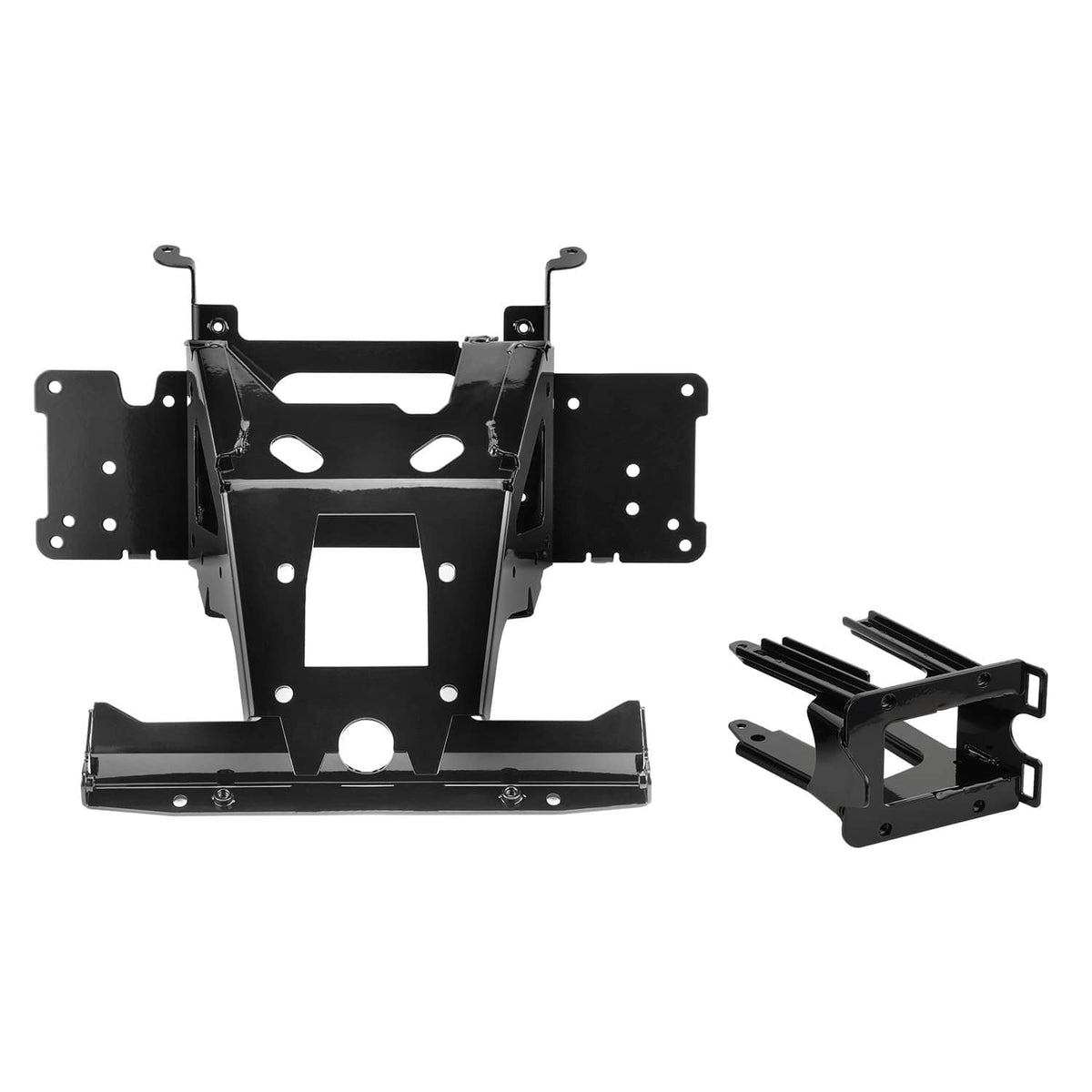 Black steel radio frame support bracket mount kit with main frame and separate bracket