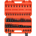 66-piece Torx bit and external socket set in orange case, black sockets and bits