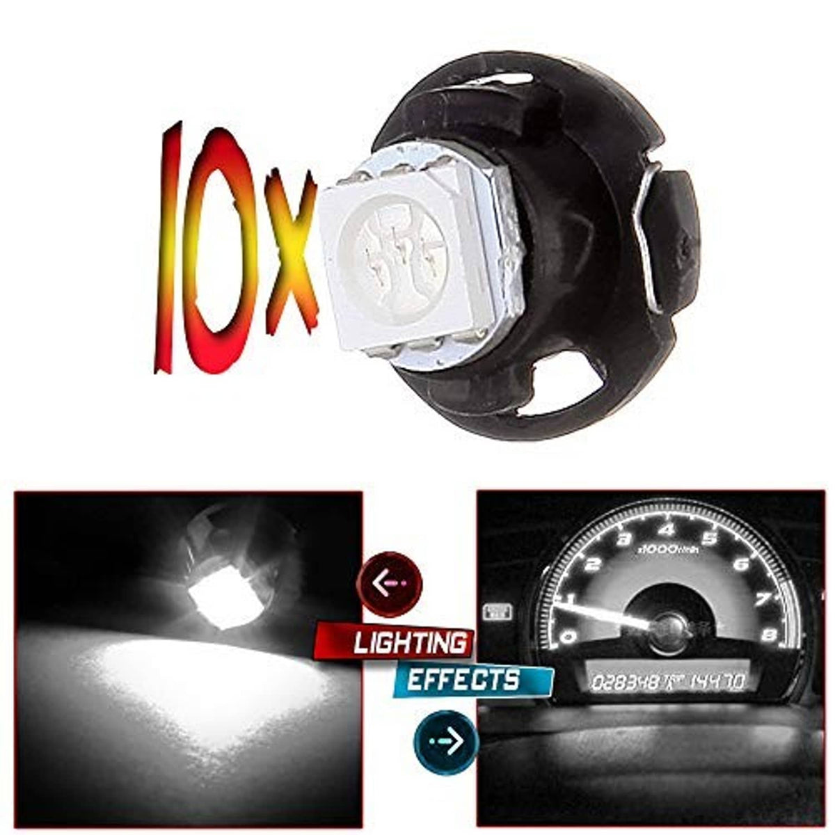 Single black neo wedge LED bulb with white square LED chip lens
