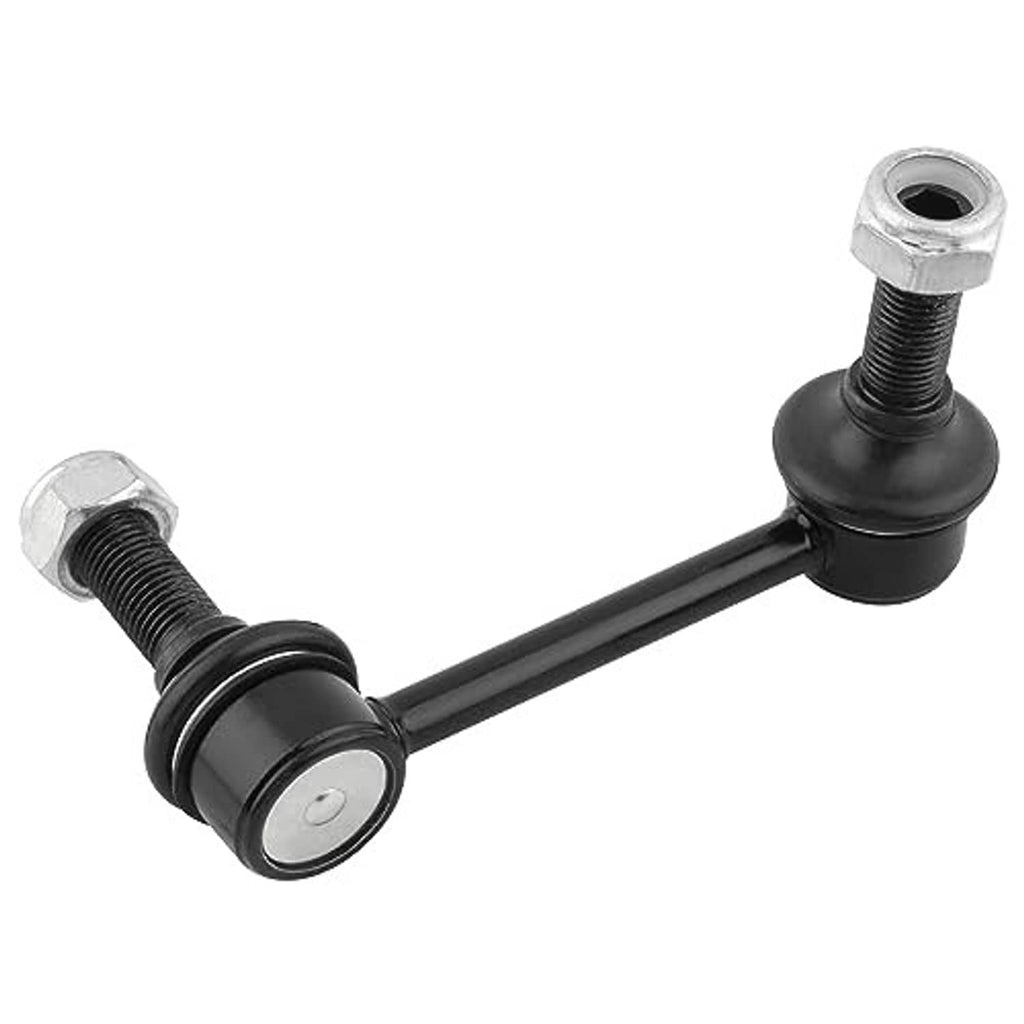 Sway bar end link with black rubber joint boots and two threaded mounting studs