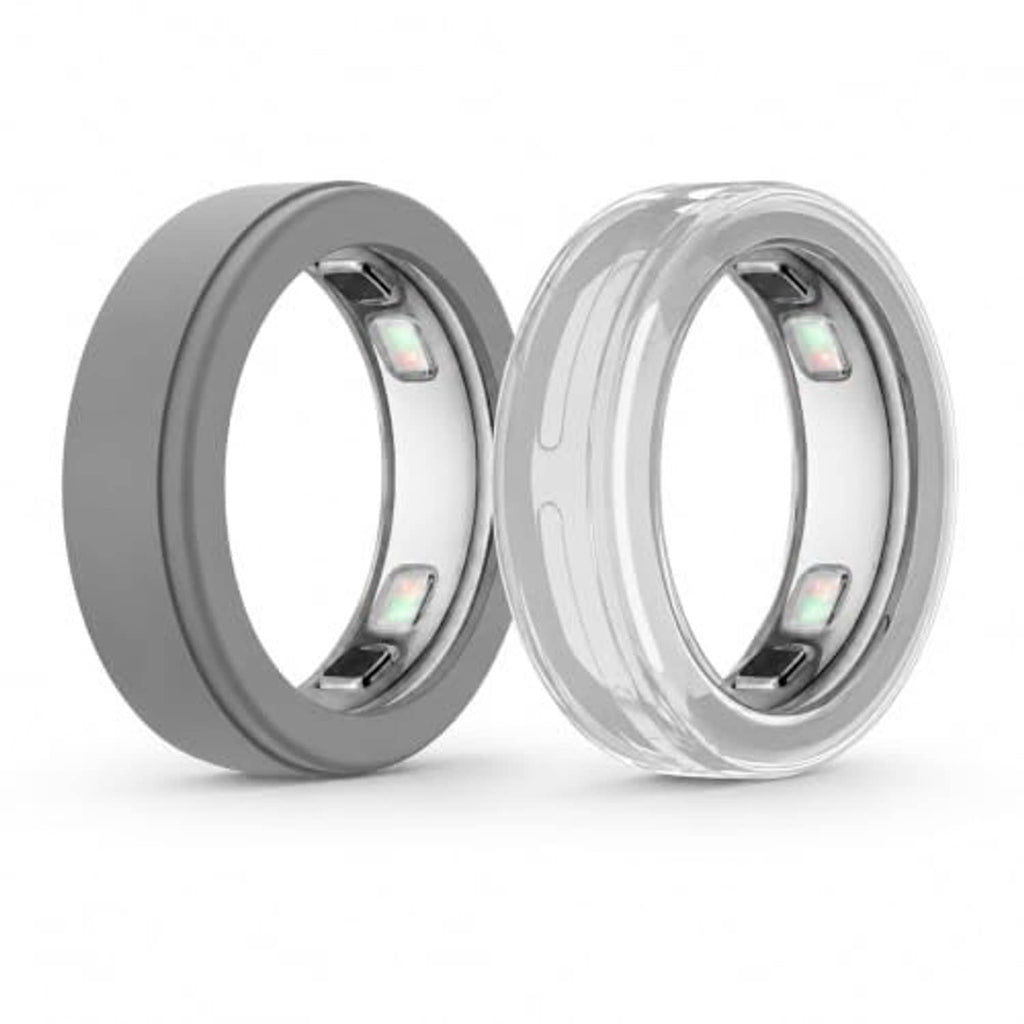 Gray and clear ring cover pair with raised bezel and cutout for sensors
