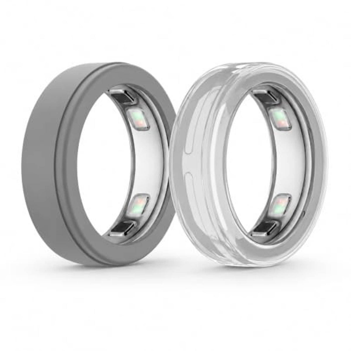 Gray and clear ring cover pair with raised bezel and cutout for sensors