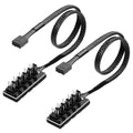 PC PWM fan hub splitter with two braided cables and 4-pin connectors