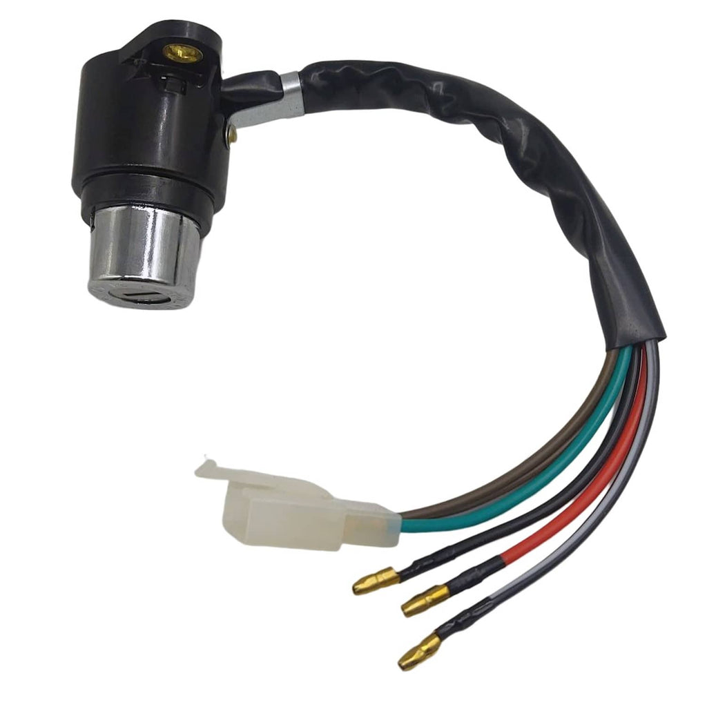 Ignition switch with black housing and multi-color wire harness and connector tips