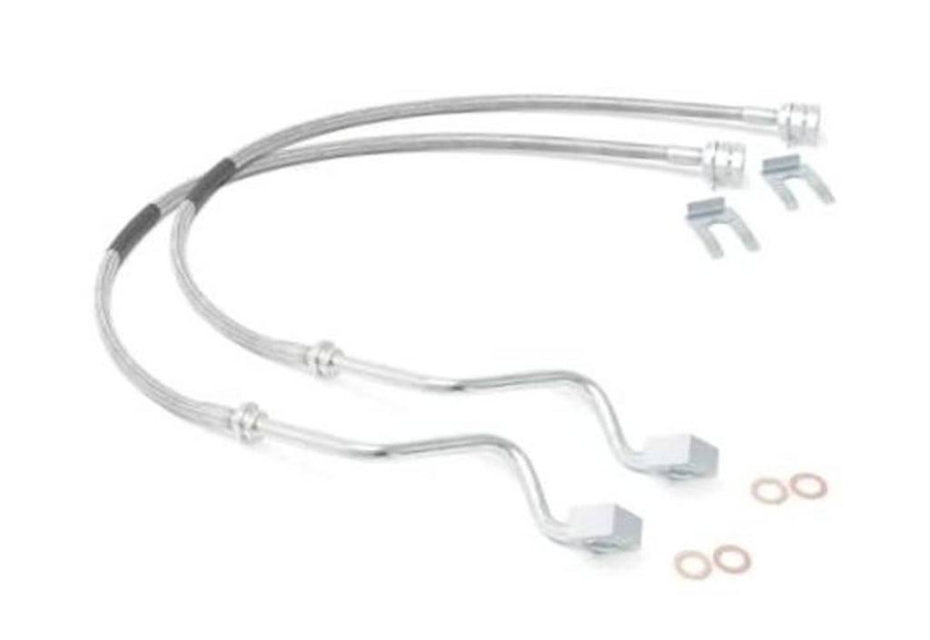 Stainless braided front brake lines kit with banjo fittings and mounting hardware