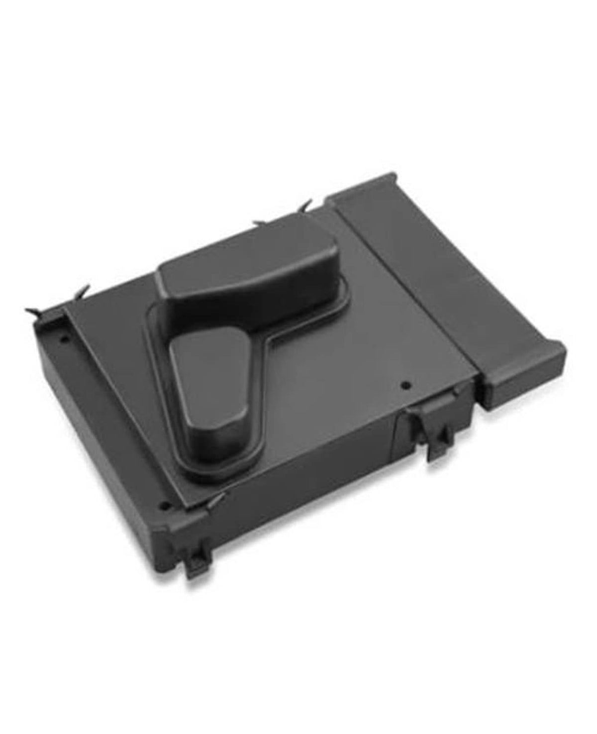 Black power seat switch control module with mounting clips and electrical connector