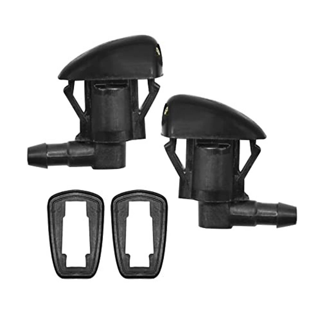 Black windshield washer nozzle set: two nozzles and two replacement gaskets