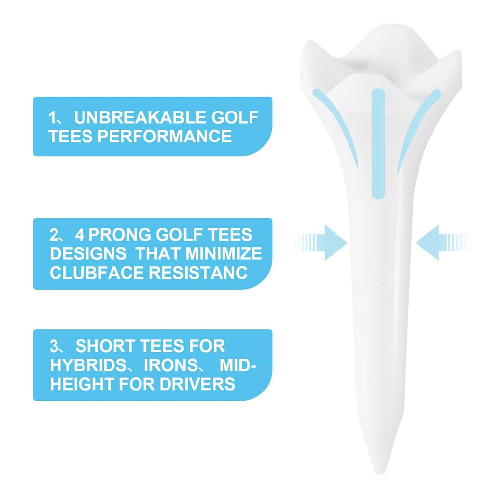 White plastic golf tee with textured head and flared top prongs