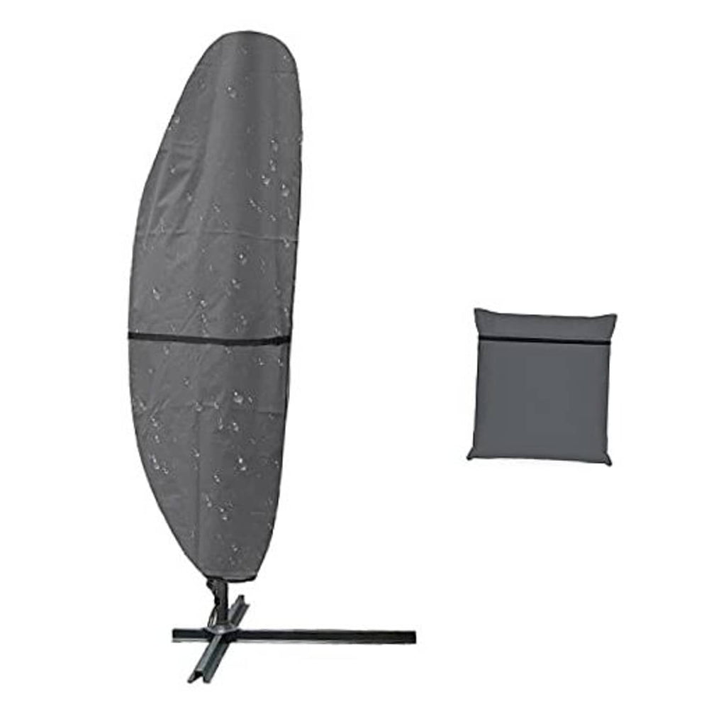 Grey banana patio umbrella cover with zipper, fitted for cantilever umbrellas