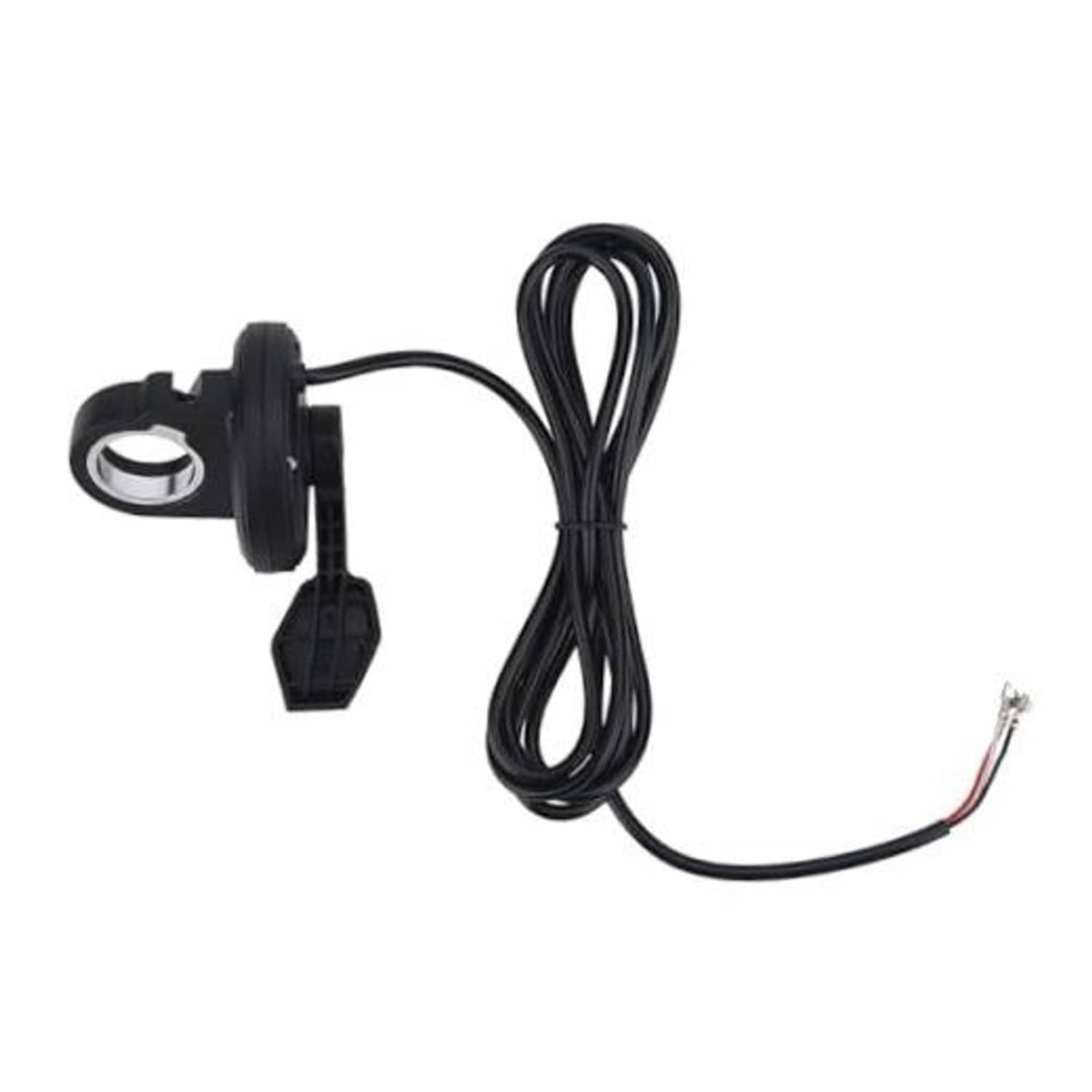 Left thumb throttle control with black cable and inline connector for electric bikes