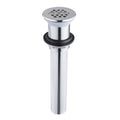 Chrome sink grid drain strainer assembly with perforated round cover and threaded body