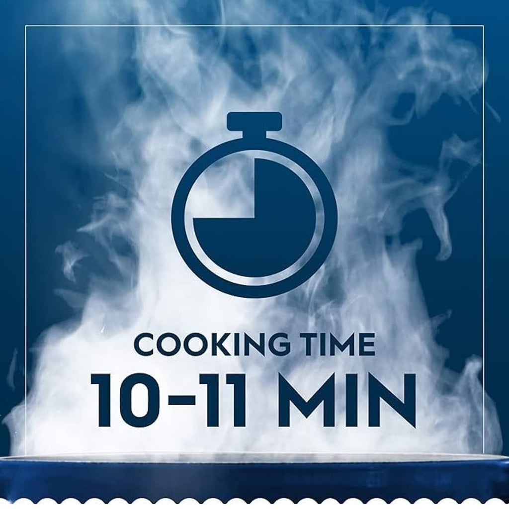 Cooking time 10–11 min for pasta