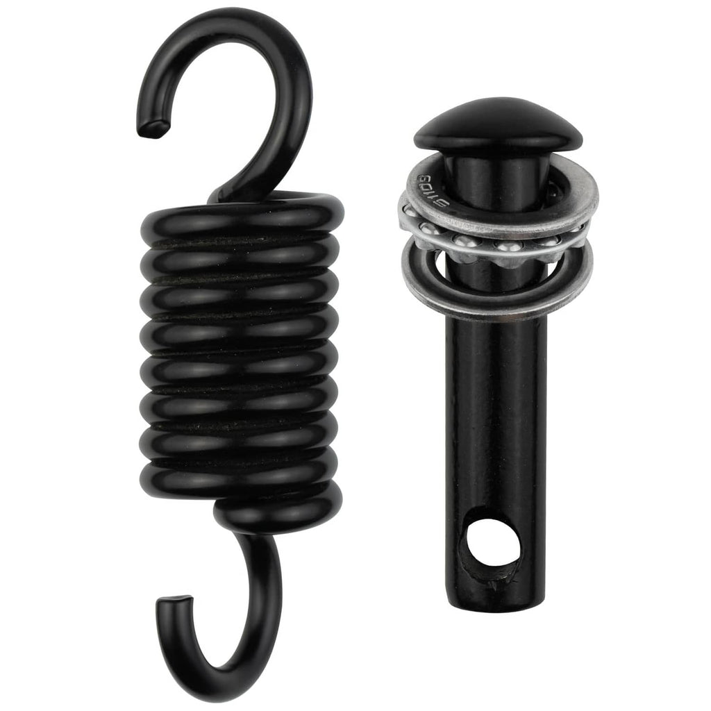 Black hanging chair spring kit with curved hook and top connector hardware