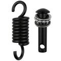 Black hanging chair spring kit with curved hook and top connector hardware