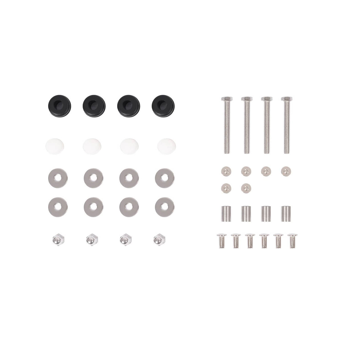 Hardware and mounting kit for tinted windshield screen: screws, washers, grommets.