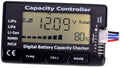 Black digital battery capacity checker controller with LCD screen and three buttons