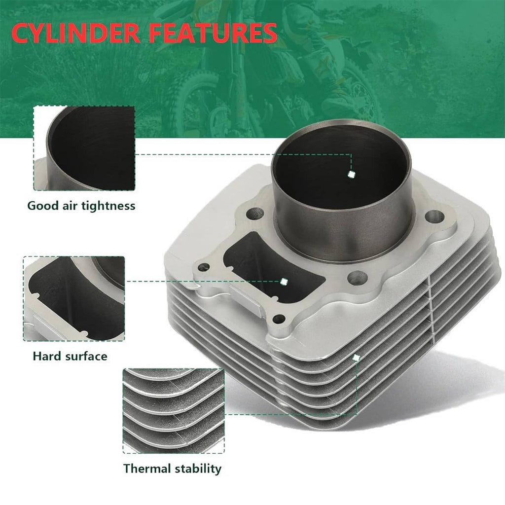 Finned motorcycle cylinder with smooth bore and included gasket and rings