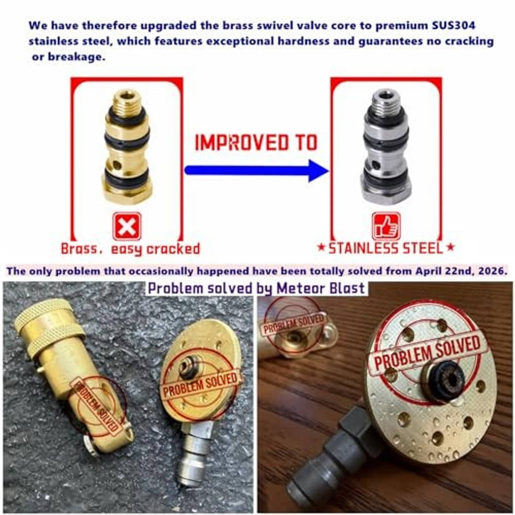 Upgraded brass swivel valve coupler with SUS304 stainless steel core and pin closeups