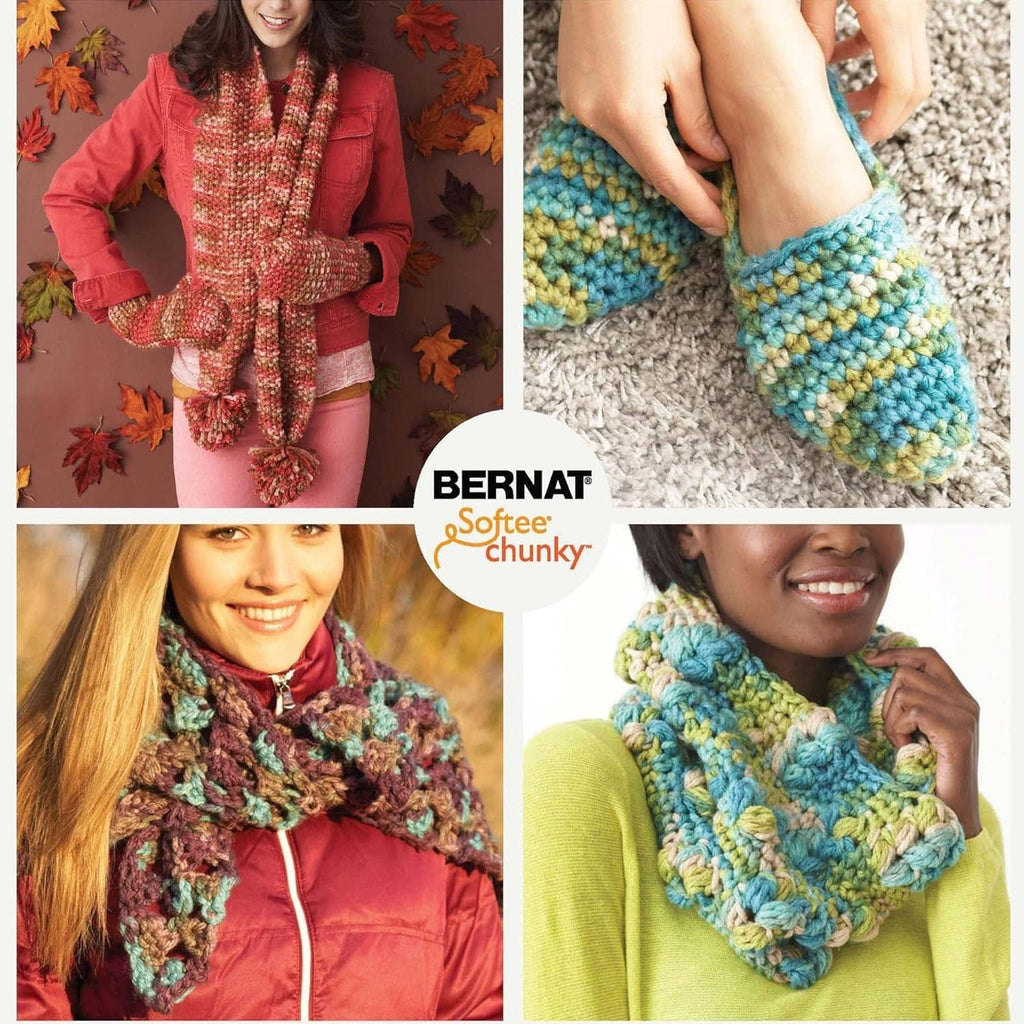 Multicolor chunky knit infinity scarf with blue, teal, pink, and brown