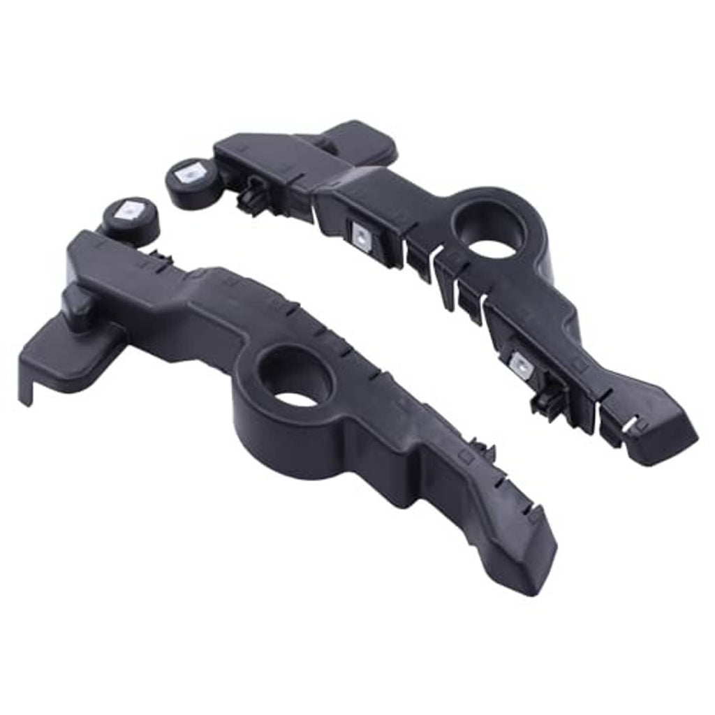 Pair of black bumper bracket guides with circular mounting openings and tabs