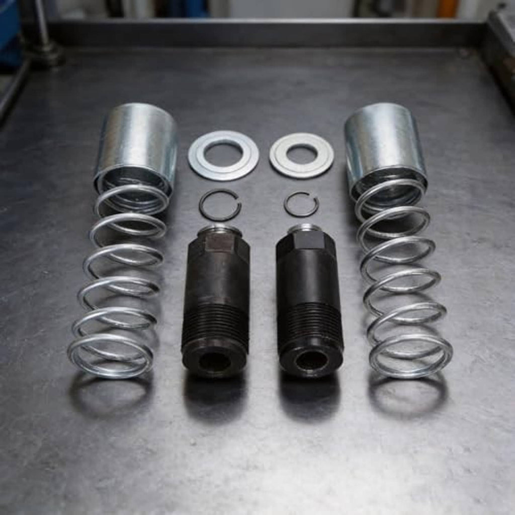 Hydraulic jack rebuild kit: pair of black cylinders with silver coil springs and washers