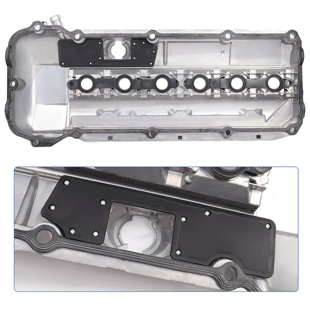 Silver-gray aluminum valve cover with internal components visible