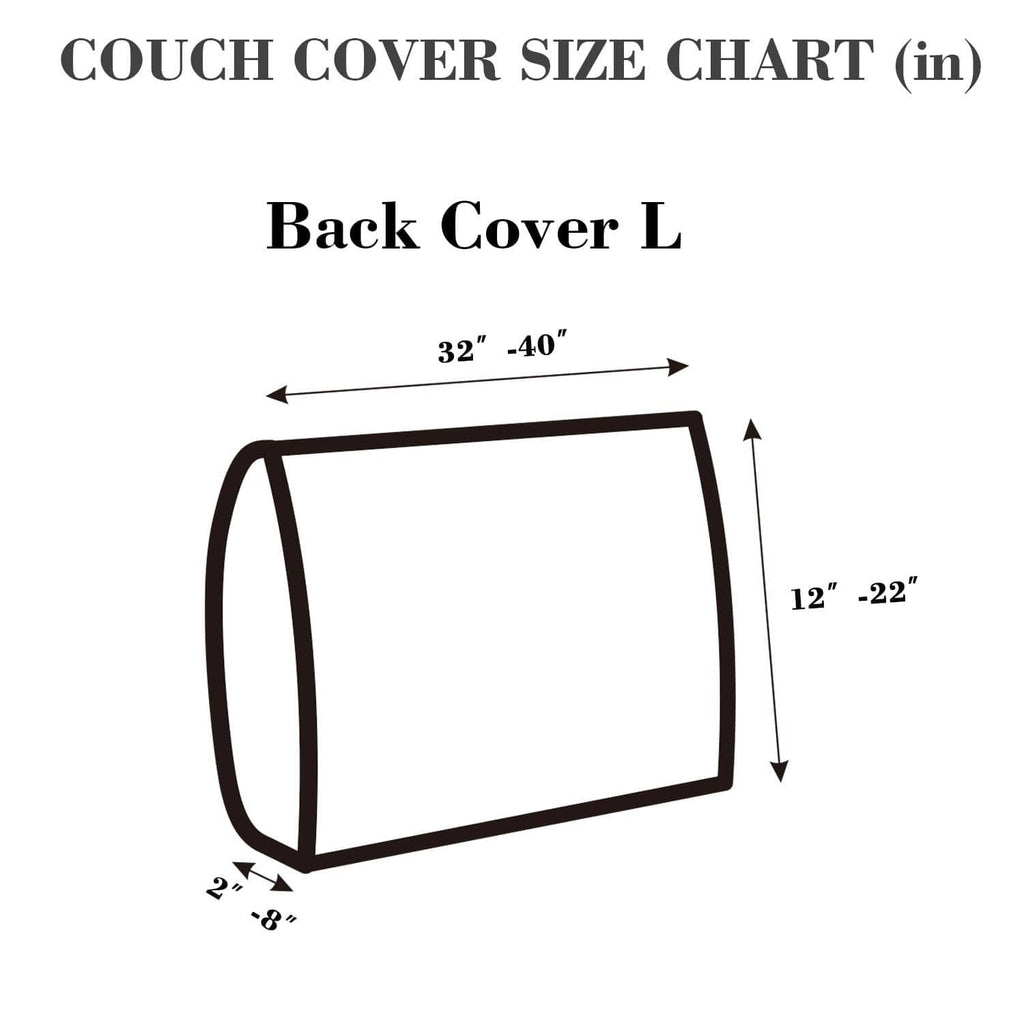 Back cover L size chart diagram with measurements for couch cushion cover