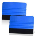 Blue plastic squeegee scraper with black felt edge, 2-pack
