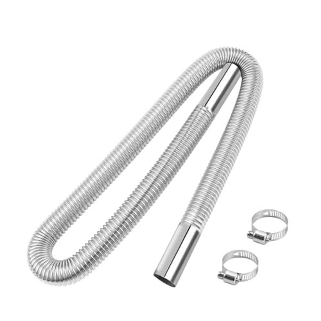 Flexible corrugated stainless exhaust hose with two metal hose clamps