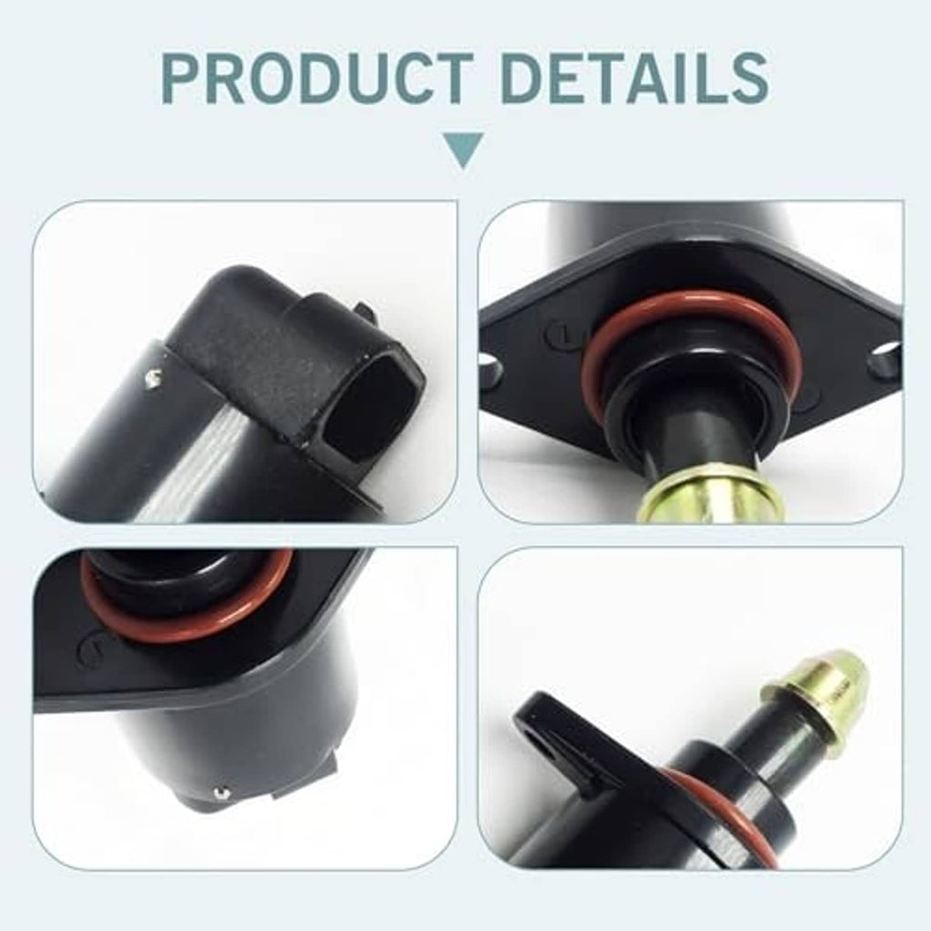 Idle speed control valve close-up: black housing, orange seal, brass inlet