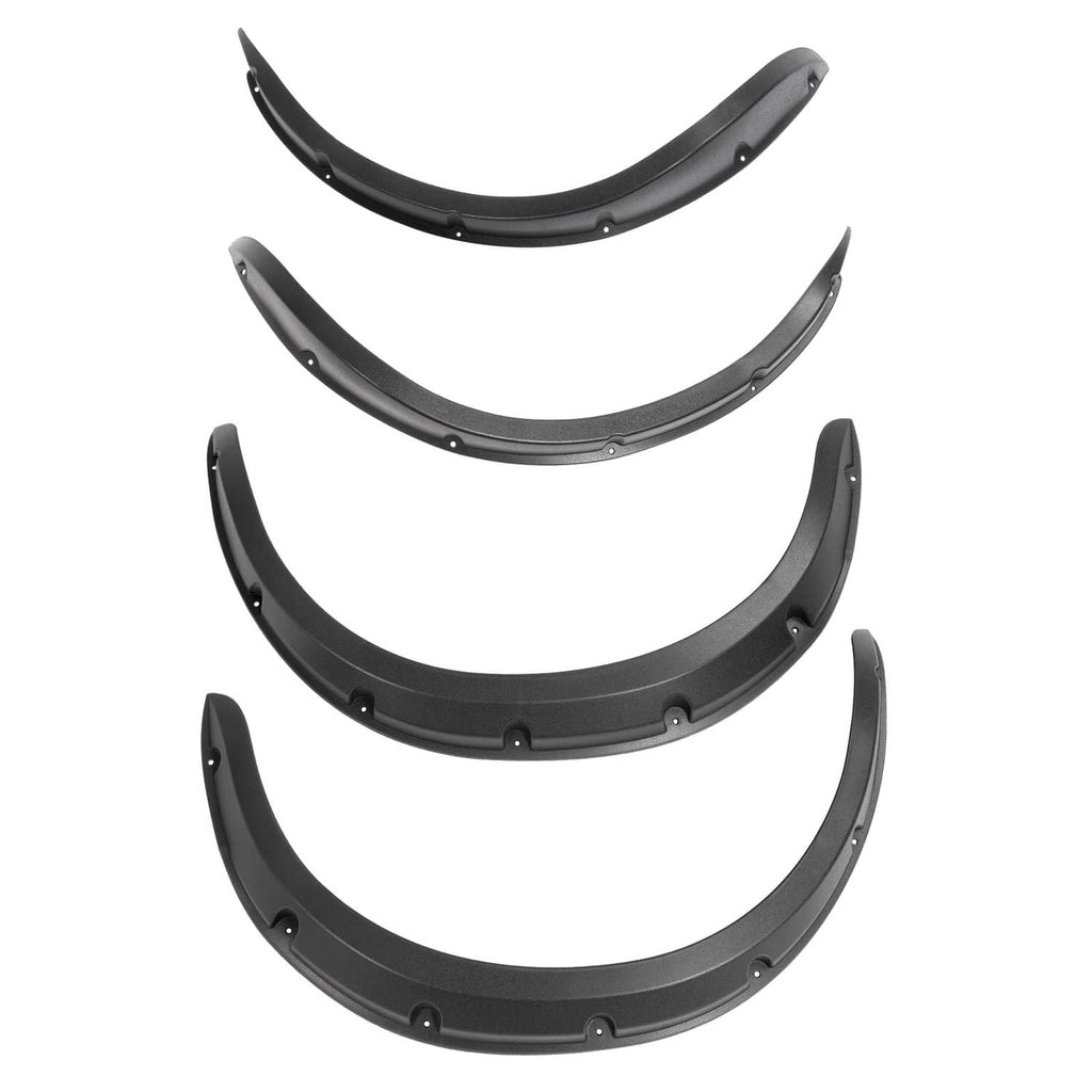 Black golf cart fender flare set shown with four curved panels
